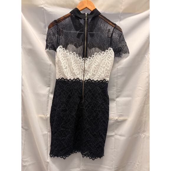 Sandro Paris Rozen Two-Tone Lace Mini Dress Black/White Size US 6 $415_EUC - Picture 6 of 9